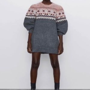 Zara new with tags fair isle mini sweater dress. Size medium.